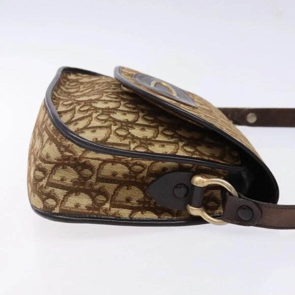 Christian Dior Trotter Canvas Shoulder Bag Brown Gold Auth 141500 - Picture 6 of 16